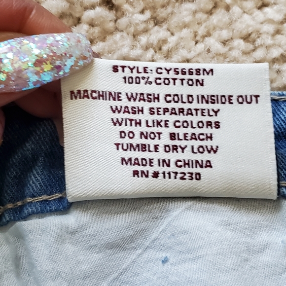 ChiQle Denim Skirt Destroyed Ripped Lace Patch - Picture 8 of 11